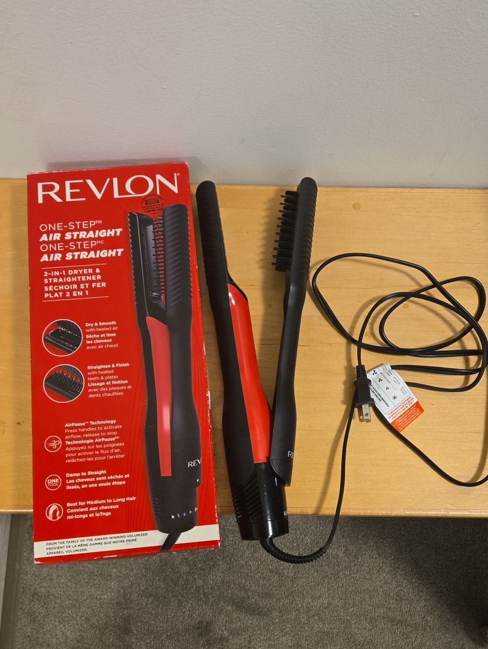 Revlon 2-in-1 Air Straight Hair Dryer & Straightener - Red & Black
